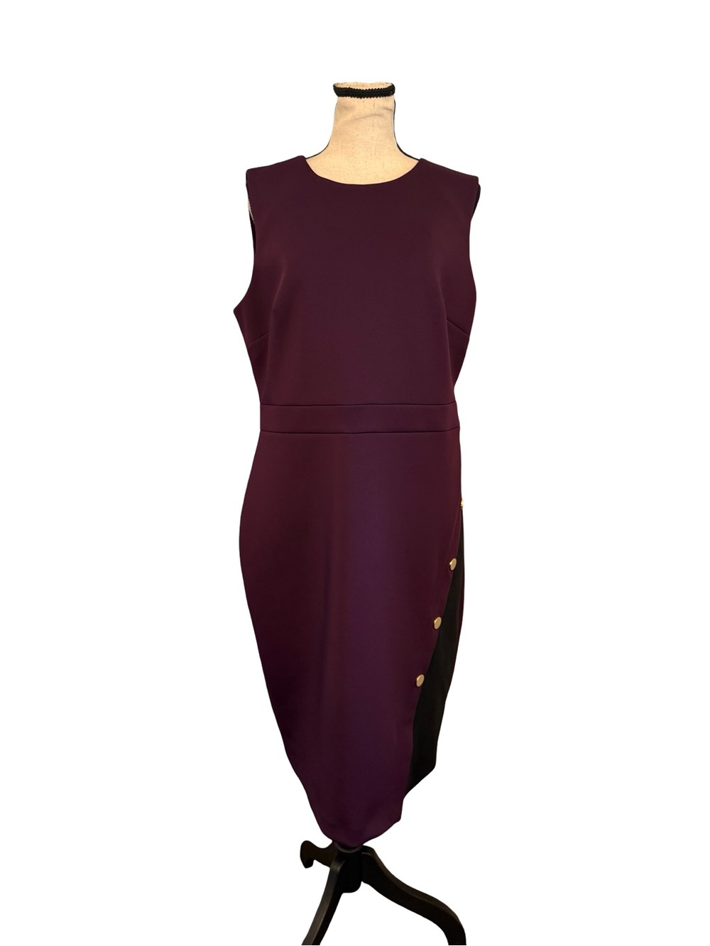 Andrew Marc Women’s Size 12 Plum Purple Black Colorblock Sheath Dress